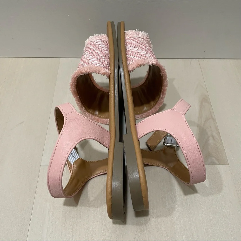 NIB Sugar Girl's Youth Size 4 Kid's Santine 2 Pink Flat Sandals Ankle Strap